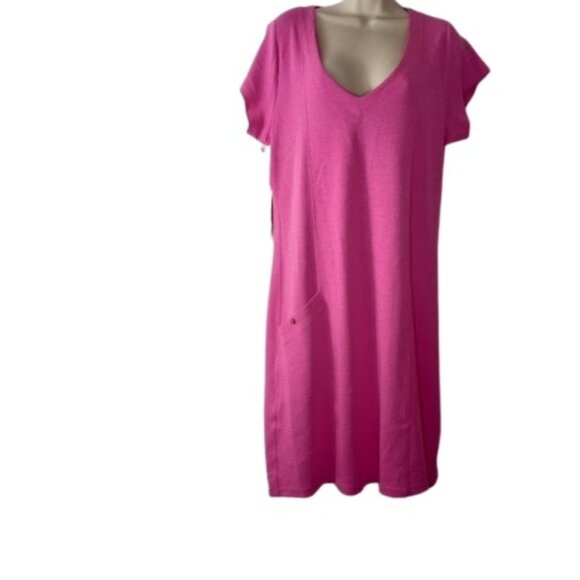 Horny Toad Womens Tomboy T Shirt Dress In Pink Gumdrop Knit Pocket XL New - Picture 1 of 3